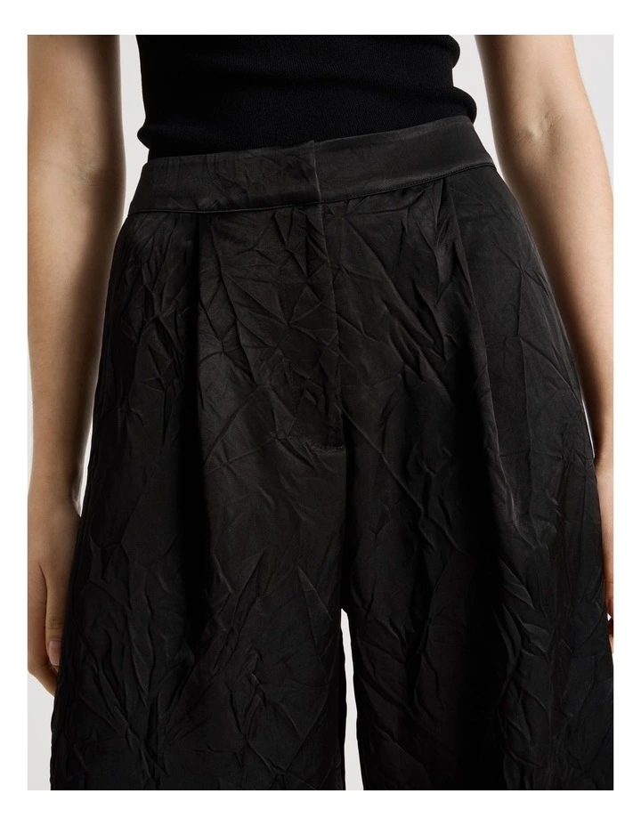 Crushed Acetate Wide Leg Pant in Black image 4