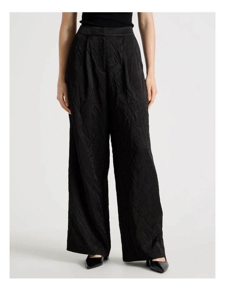 Crushed Acetate Wide Leg Pant in Black image 5