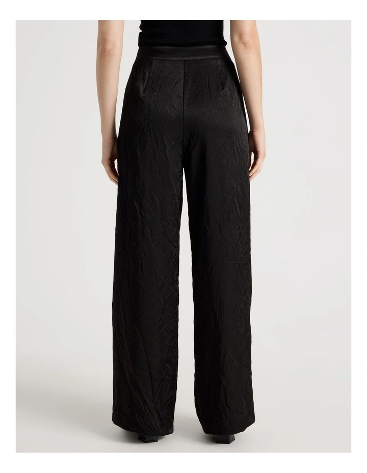 Crushed Acetate Wide Leg Pant in Black image 6