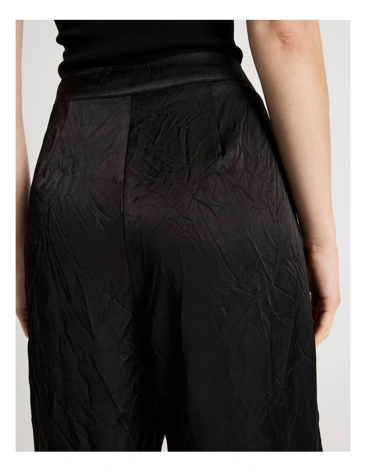 Crushed Acetate Wide Leg Pant in Black image 7