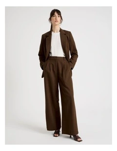 Wide Leg Twill Pant in Dark Brown
