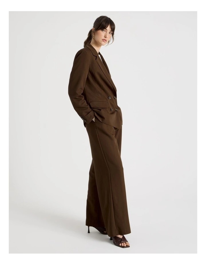 Wide Leg Twill Pant in Dark Brown image 3