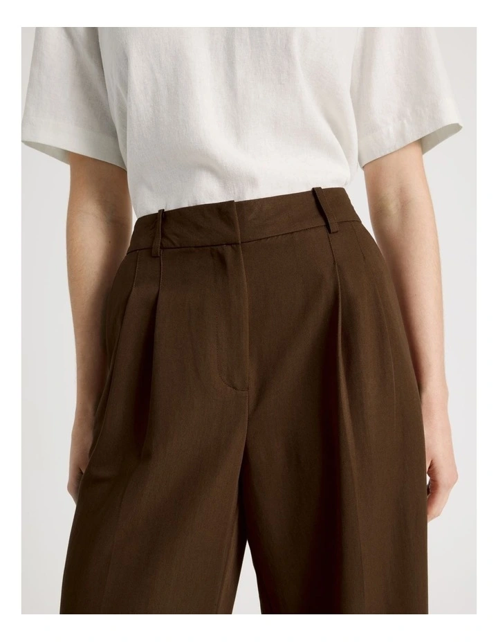 Wide Leg Twill Pant in Dark Brown image 4