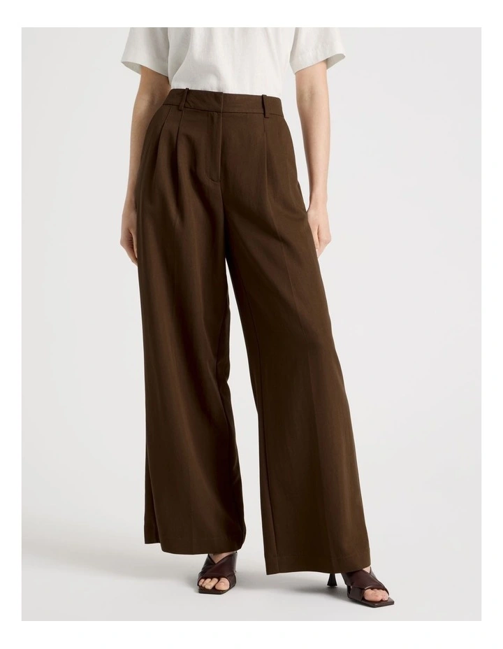 Wide Leg Twill Pant in Dark Brown image 5