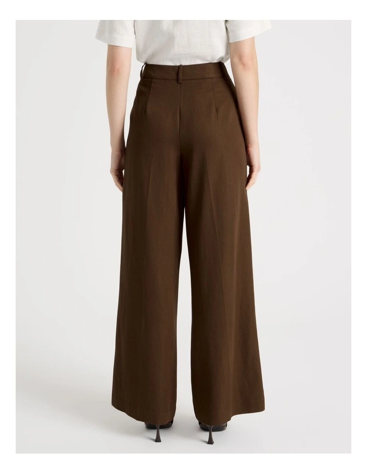 Wide Leg Twill Pant in Dark Brown image 6