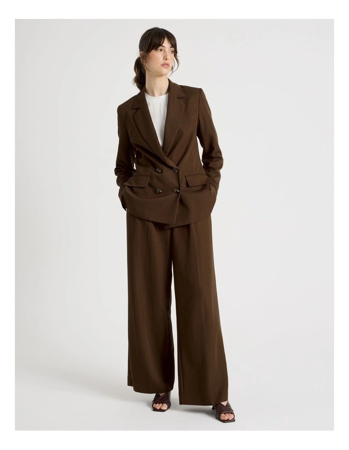Wide Leg Twill Pant in Dark Brown image 7