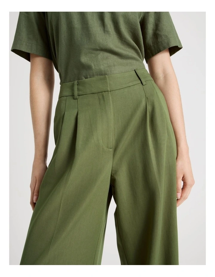 Wide Leg Twill Pant in Dark Green image 5