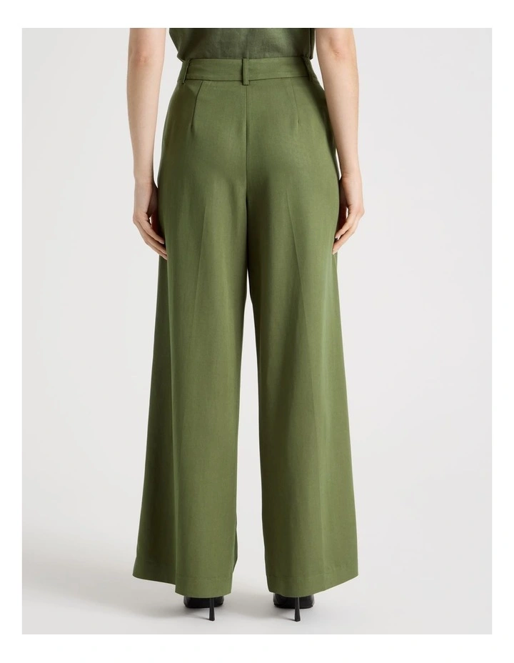 Wide Leg Twill Pant in Dark Green image 6