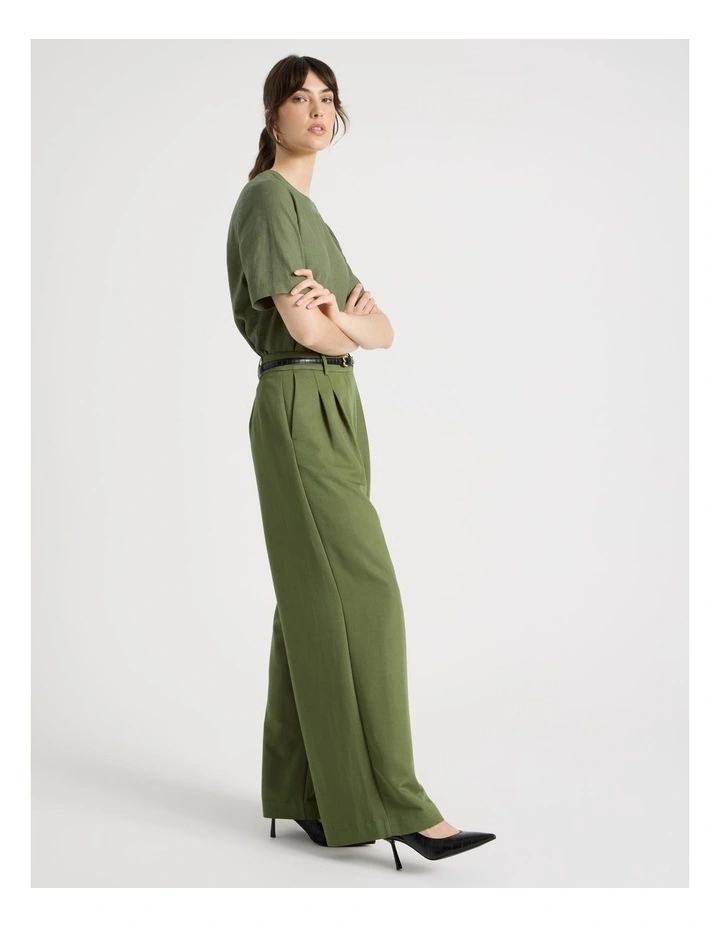 Wide Leg Twill Pant in Dark Green image 7