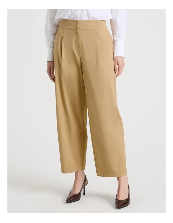 Cropped Cotton Pant in Stone image 2