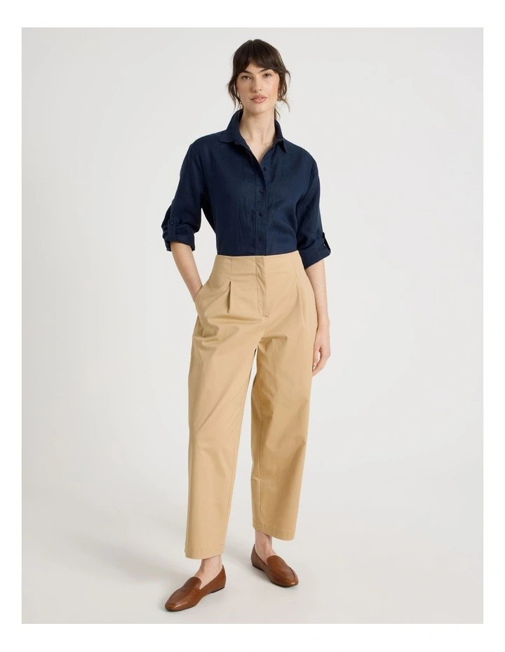 Cropped Cotton Pant in Stone image 2