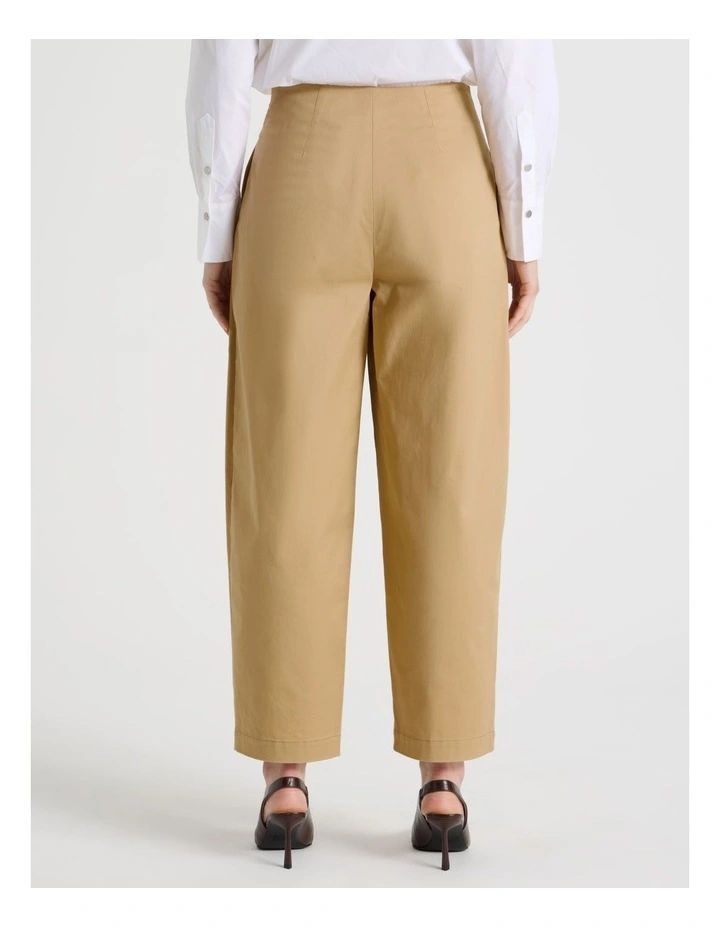 Cropped Cotton Pant in Stone image 5