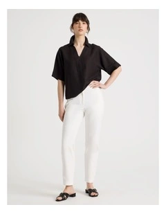Compact Sateen Pant in White