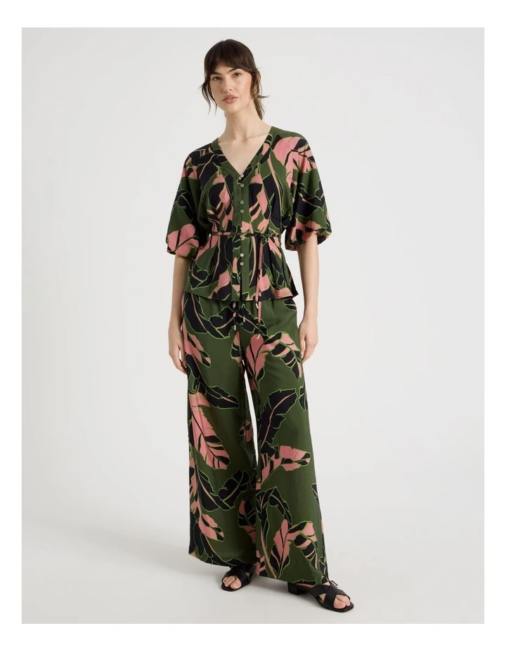 Wide Leg Pant in Palm Moss Print image 1