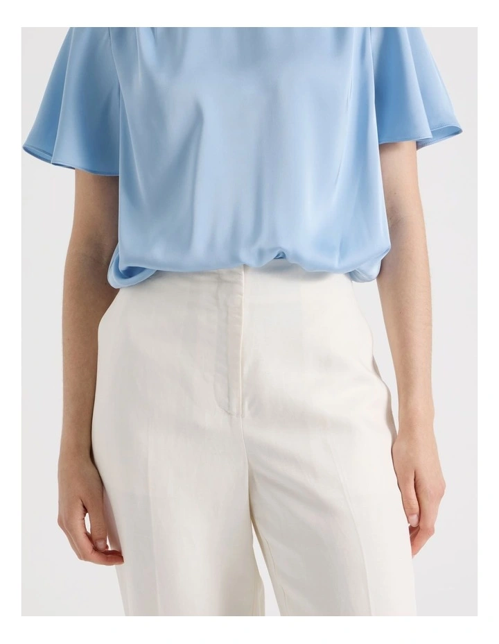 High Waisted Wide Leg Linen Blend Pant in Ecru image 5
