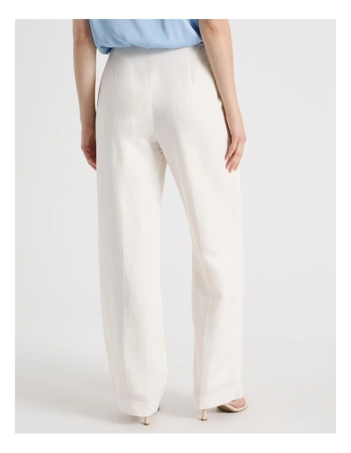 High Waisted Wide Leg Linen Blend Pant in Ecru image 6