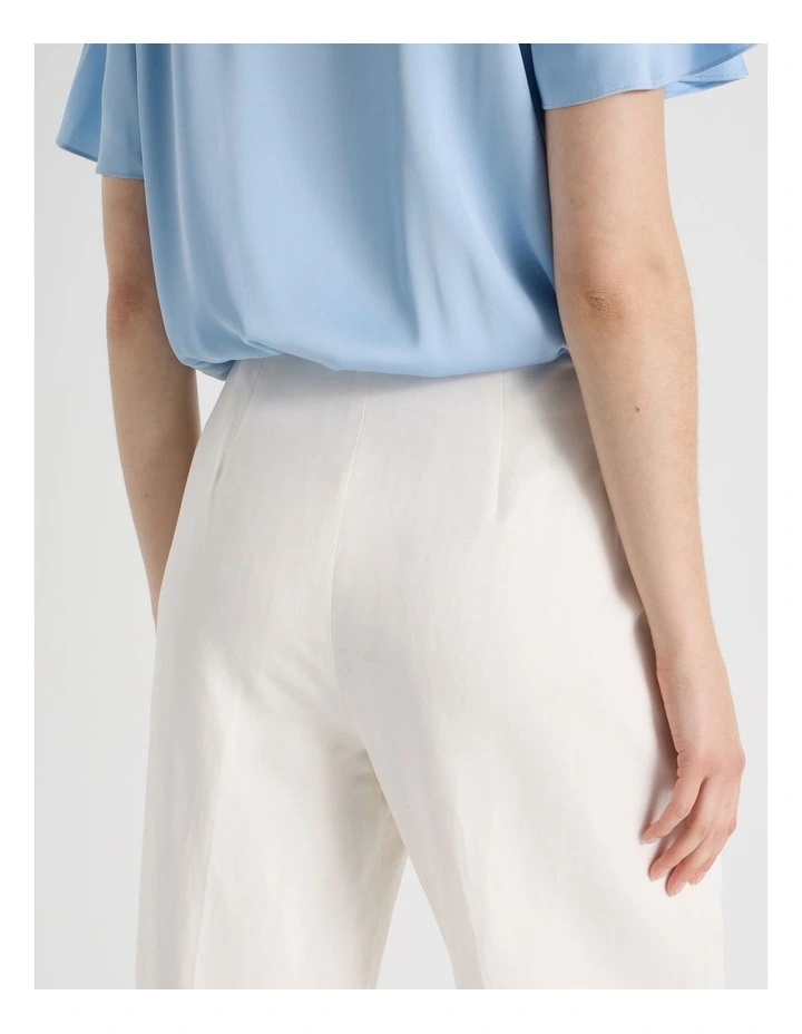 High Waisted Wide Leg Linen Blend Pant in Ecru image 7