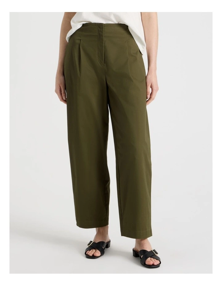 Cropped Cotton Pant in Olive image 2