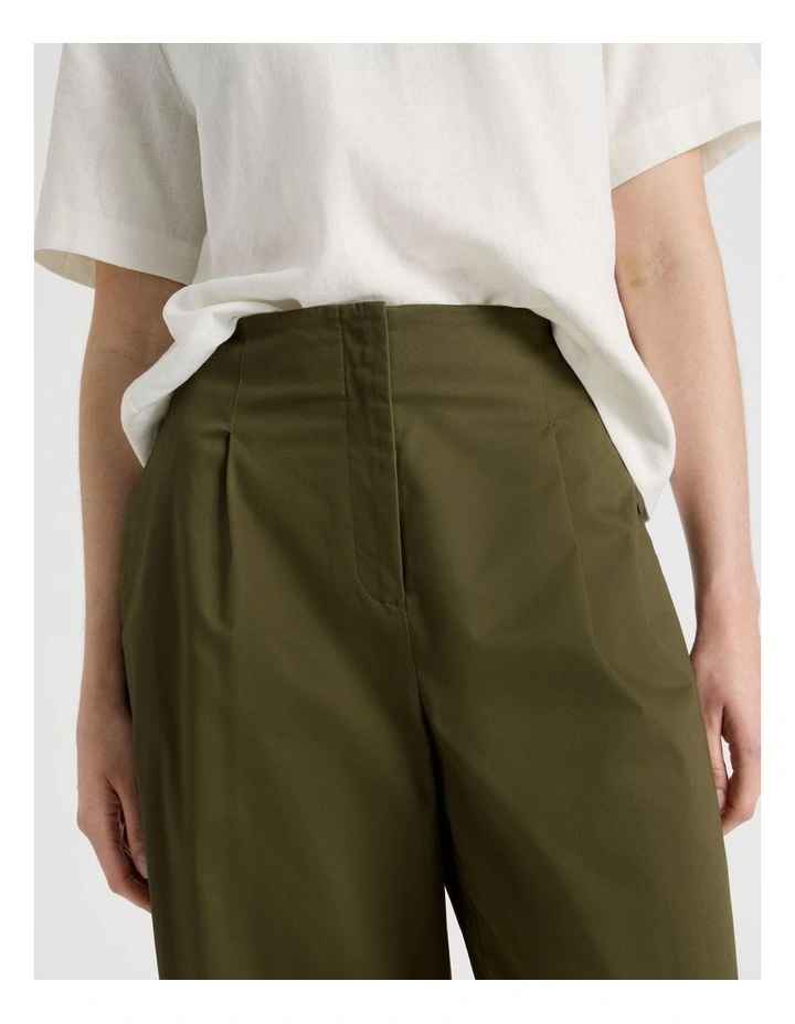 Cropped Cotton Pant in Olive image 3