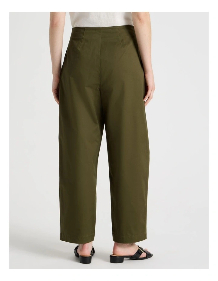 Cropped Cotton Pant in Olive image 5
