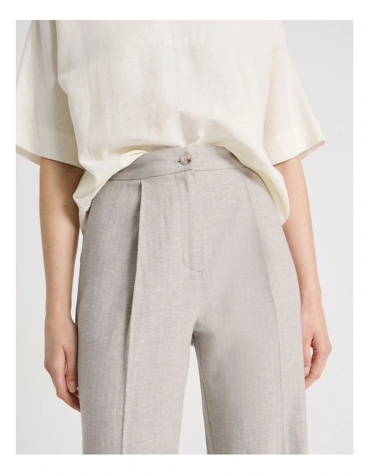 Herringbone Tailored Wide Leg Pant in Ecru image 4