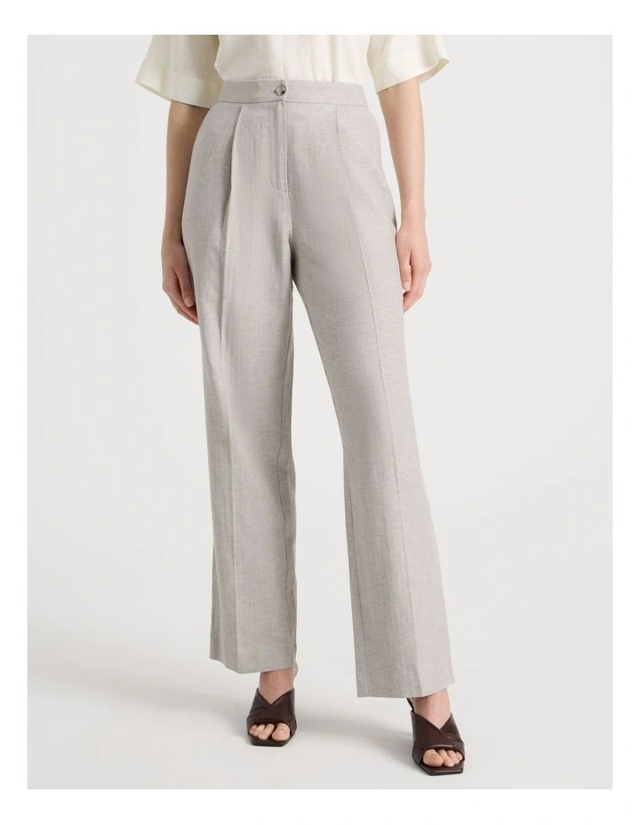 Herringbone Tailored Wide Leg Pant in Ecru image 5