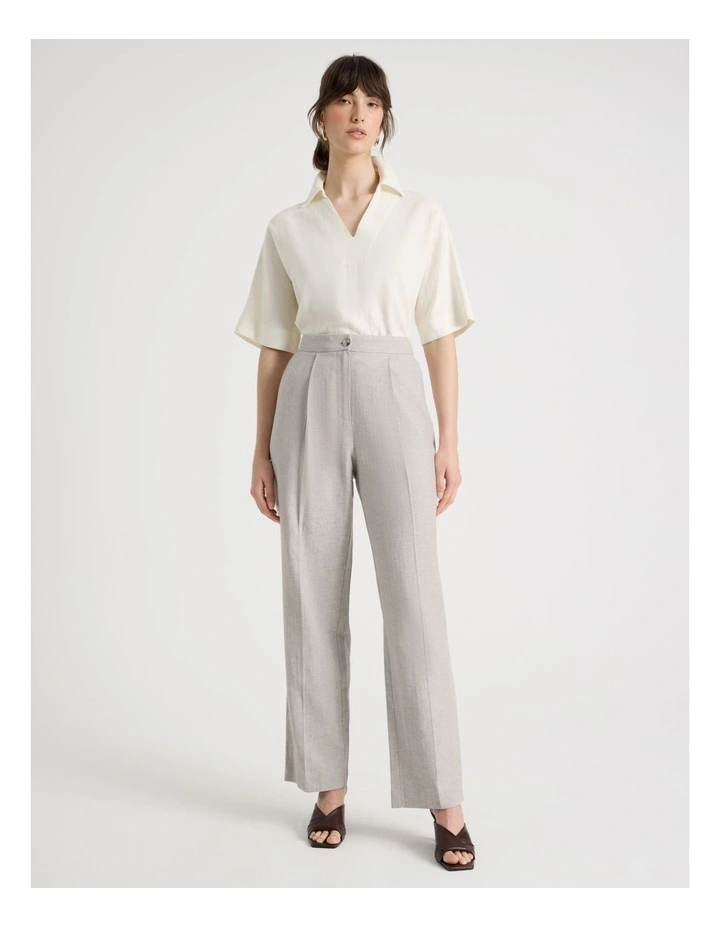 Herringbone Tailored Wide Leg Pant in Ecru image 7