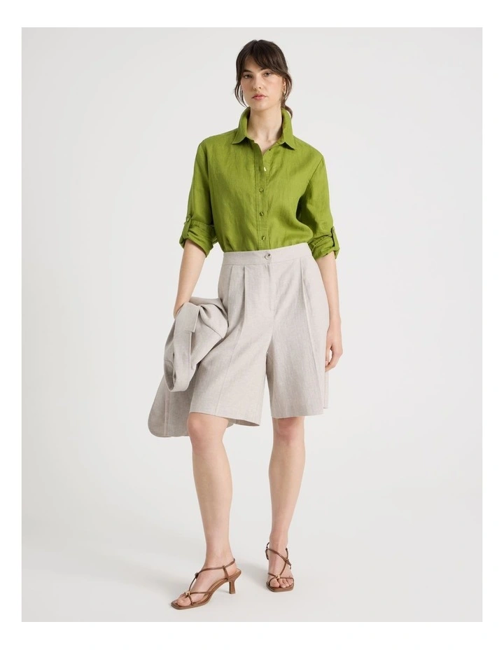 Herringbone Tailored Short in Beige image 3