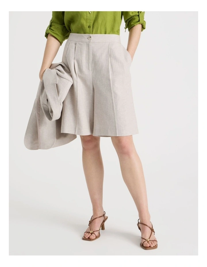 Herringbone Tailored Short in Beige image 4