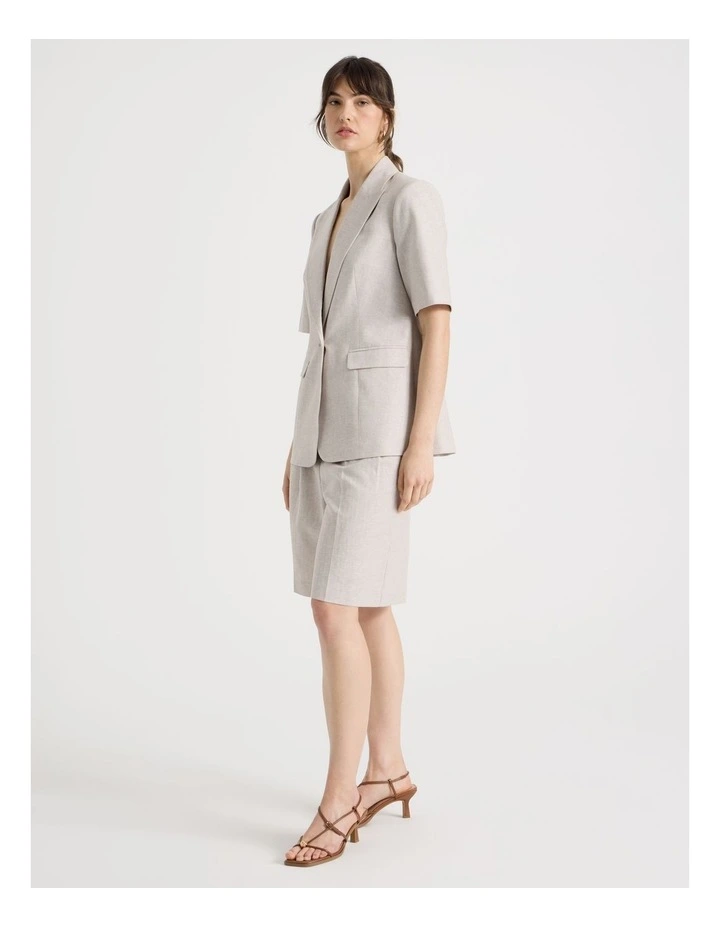 Herringbone Tailored Short in Beige image 6