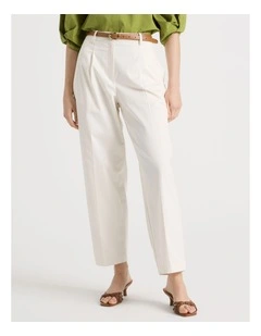 Poplin Barrel Leg Pant in Ecru