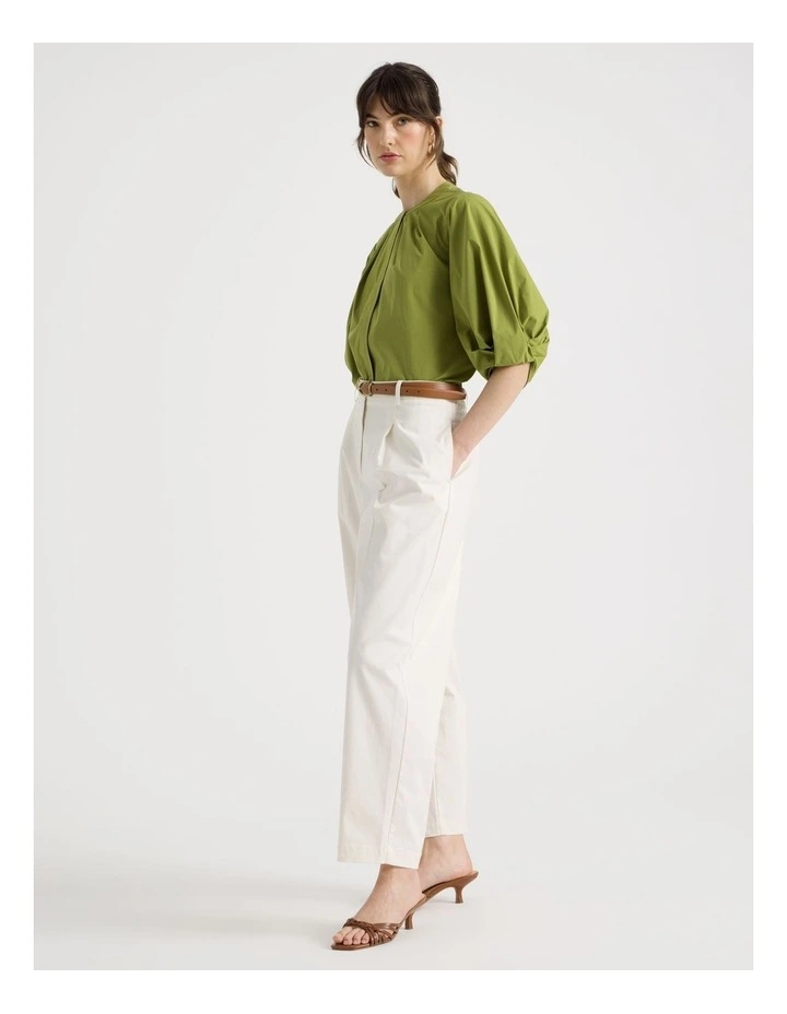 Poplin Barrel Leg Pant in Ecru image 3