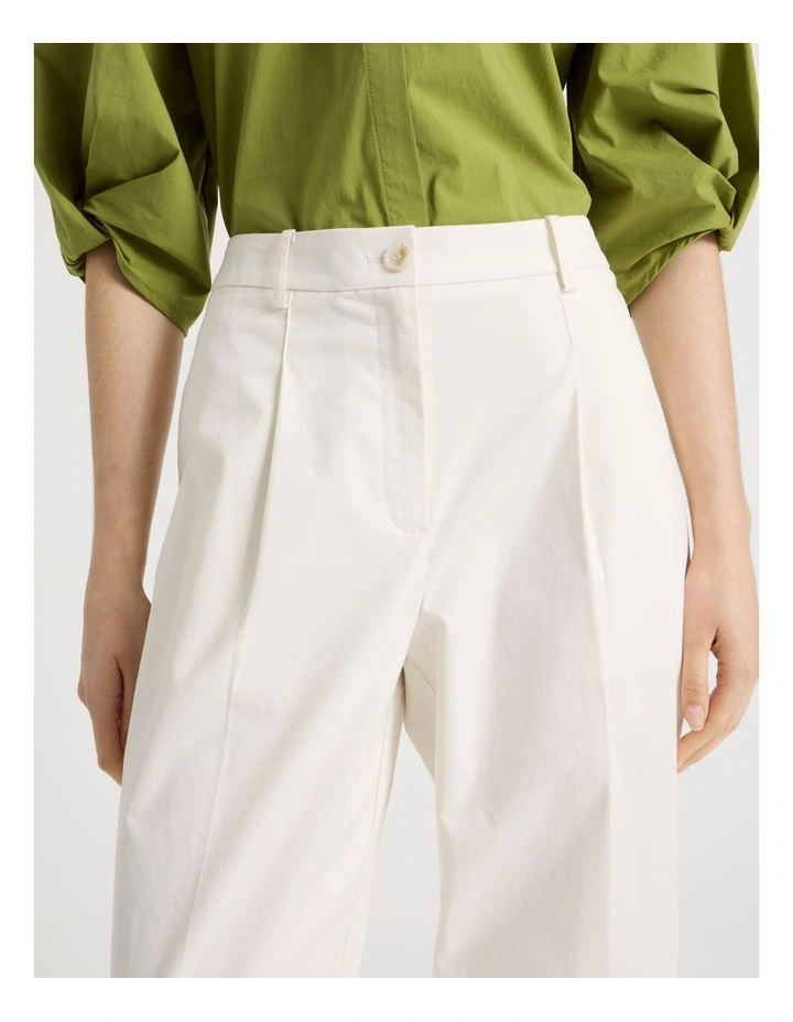 Poplin Barrel Leg Pant in Ecru image 4