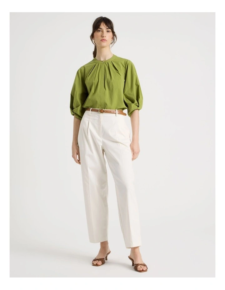 Poplin Barrel Leg Pant in Ecru image 6