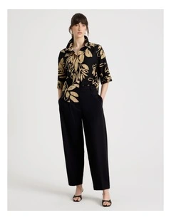 Poplin Barrel Leg Pant in Black