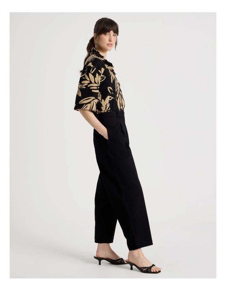 Poplin Barrel Leg Pant in Black image 7