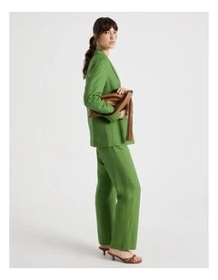 Wide Leg Pleat Front Pant in Green