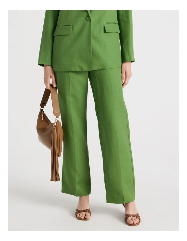 Wide Leg Pleat Front Pant in Green image 2