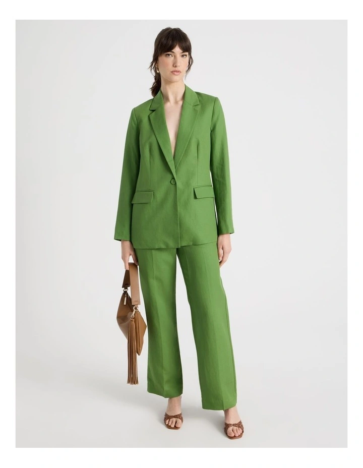 Wide Leg Pleat Front Pant in Green image 3