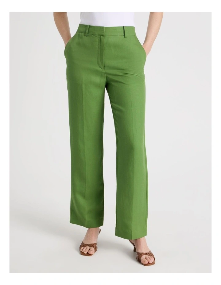 Wide Leg Pleat Front Pant in Green image 4