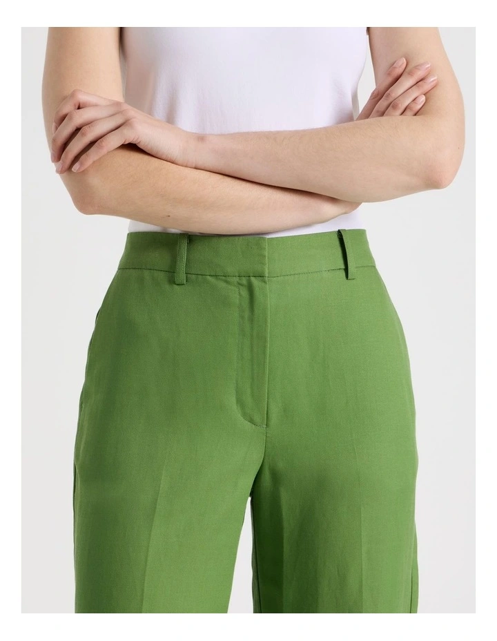 Wide Leg Pleat Front Pant in Green image 5