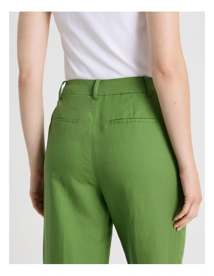 Wide Leg Pleat Front Pant in Green image 7