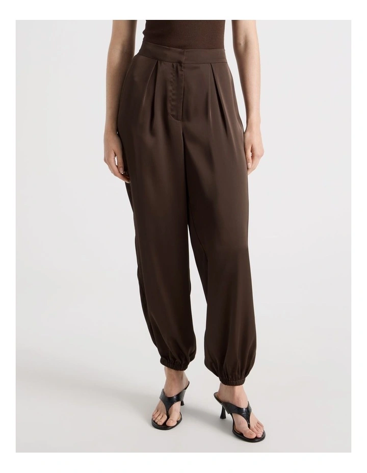 Satin Harem Pant in Dark Brown image 2