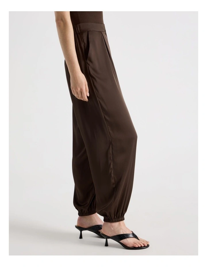 Satin Harem Pant in Dark Brown image 3