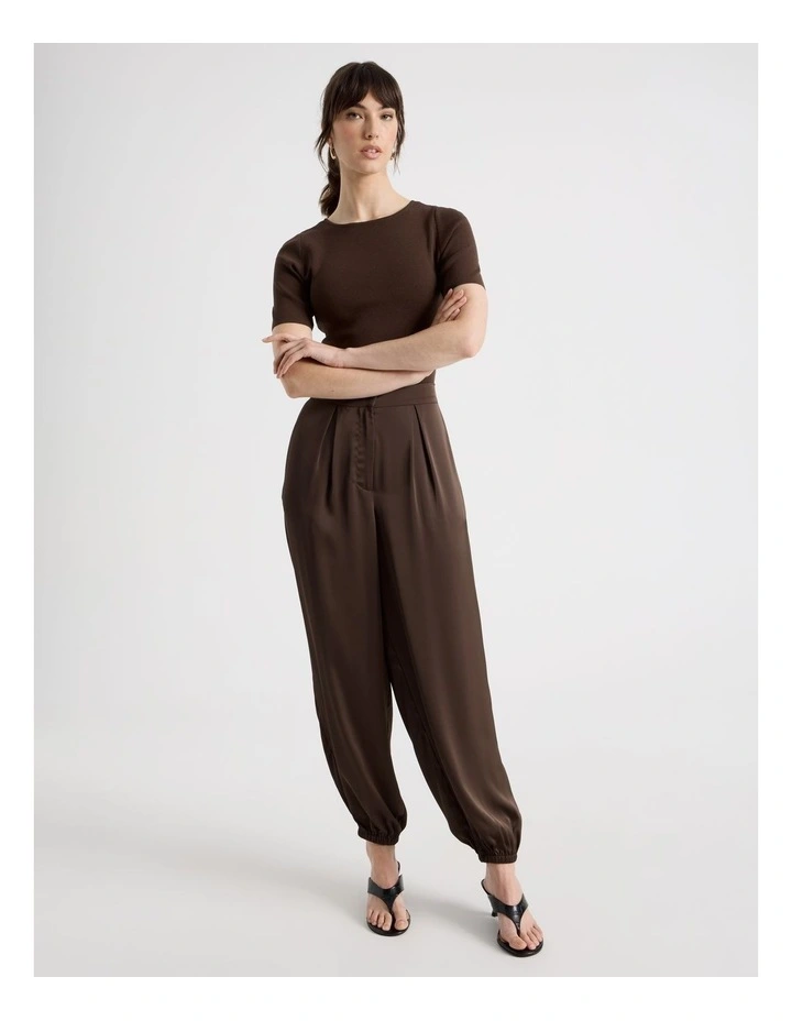 Satin Harem Pant in Dark Brown image 5