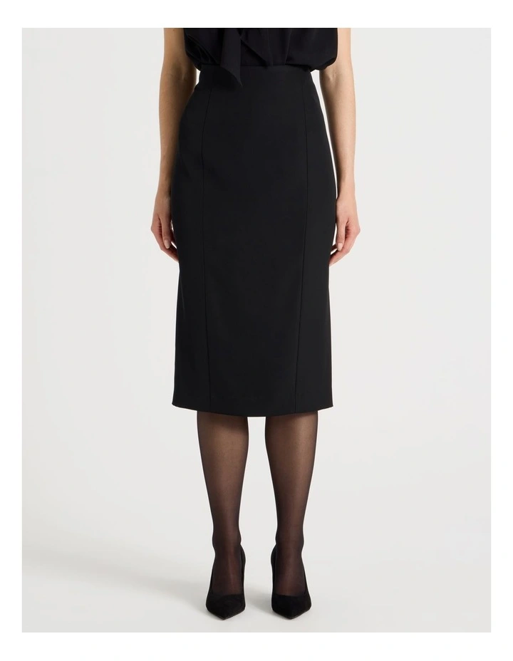 Drape Twill Pencil Skirt in Black image 3