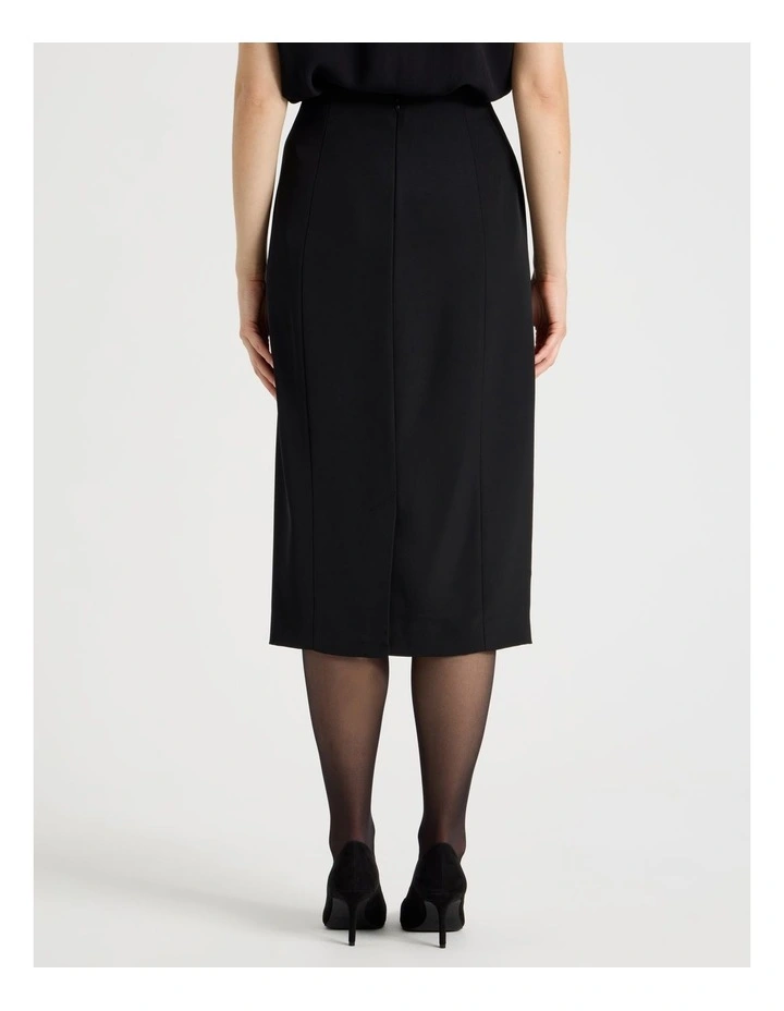 Drape Twill Pencil Skirt in Black image 5