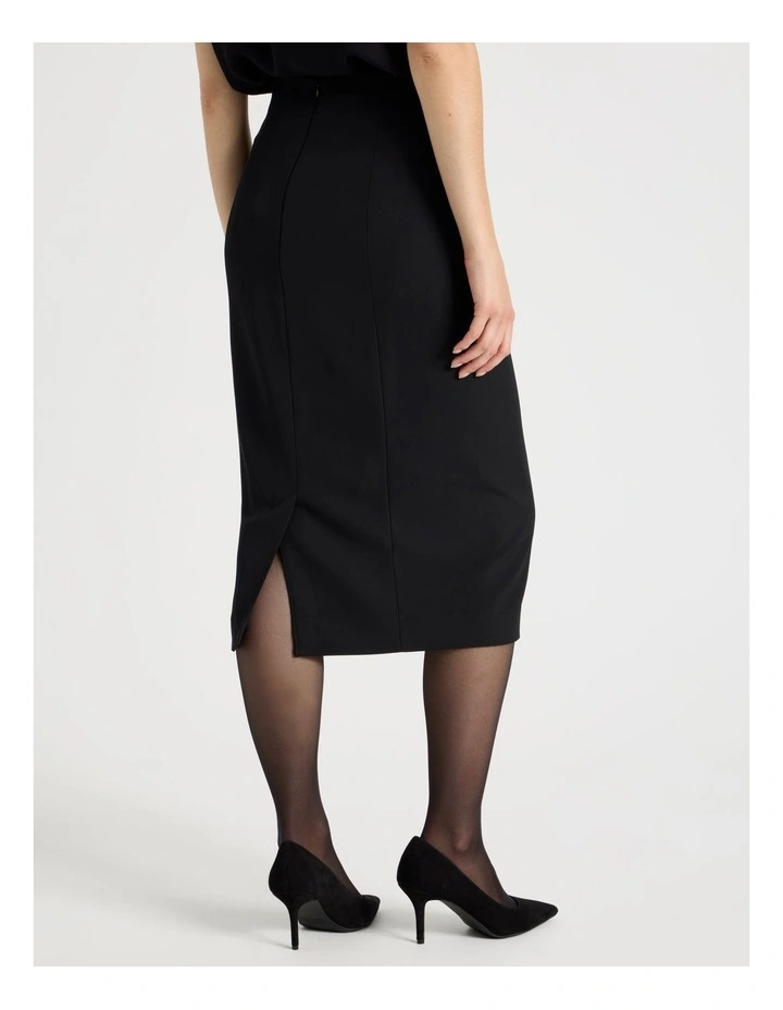 Drape Twill Pencil Skirt in Black image 6