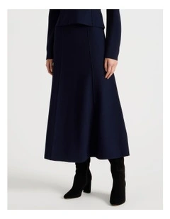 Basque Milano Midi Skirt in Navy