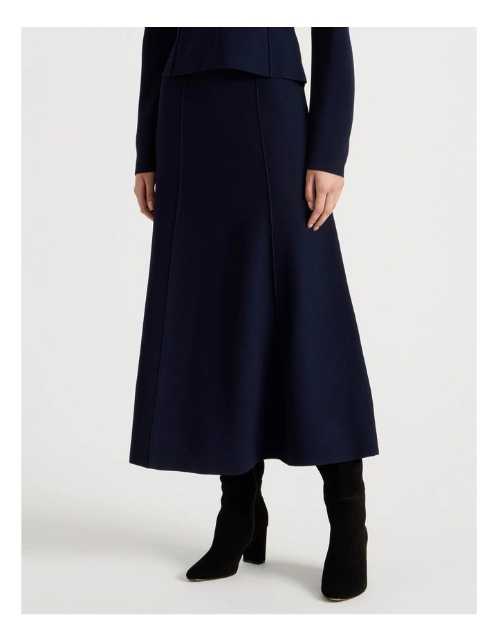 Basque Milano Midi Skirt in Navy image 1